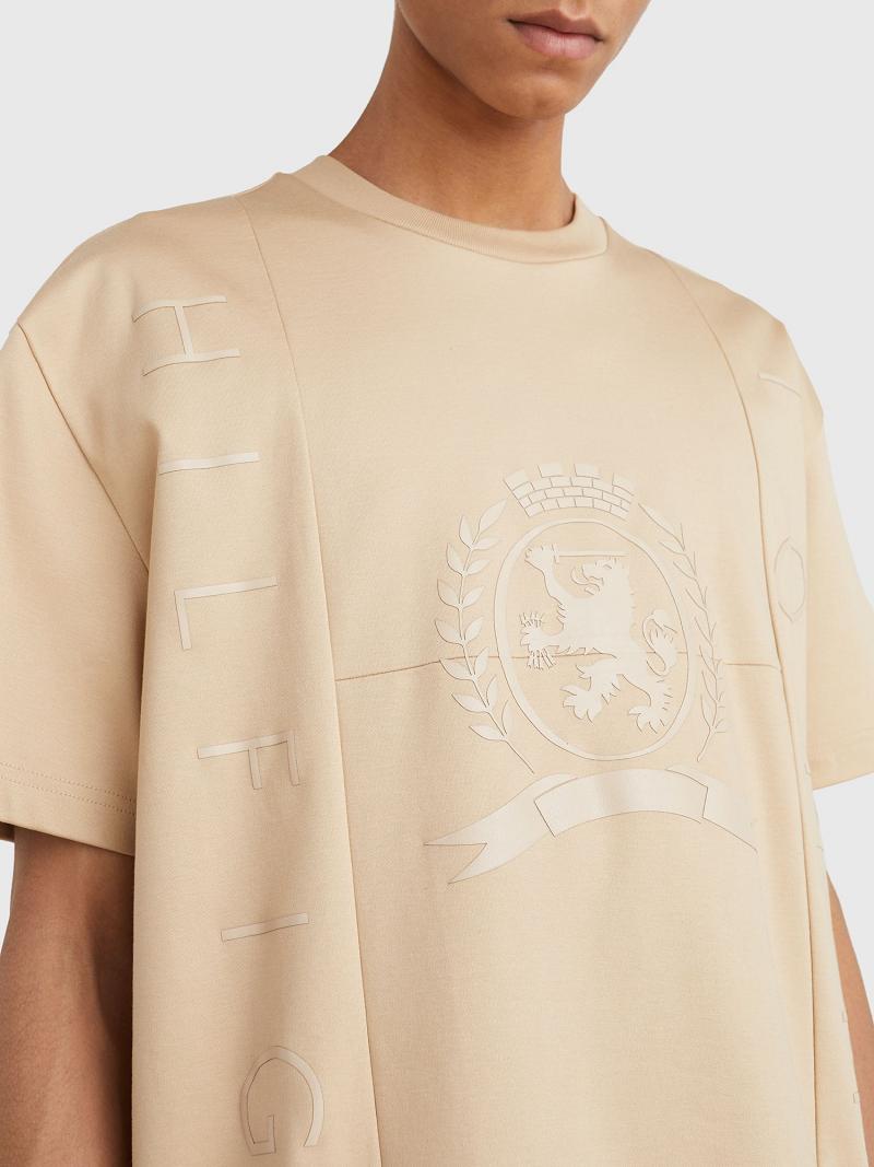 Férfi Tommy Hilfiger Tonal flag crest Póló Arany | HU 871MQZ